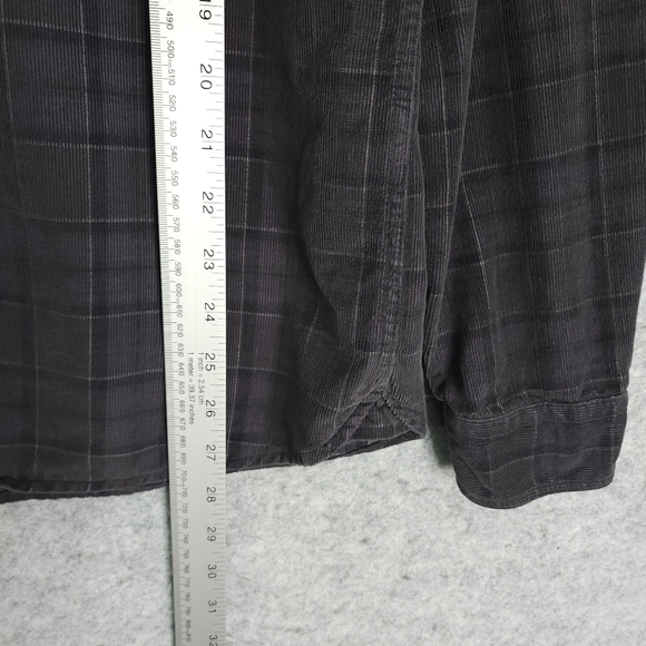All Saints Eno Slim Fit Plaid Corduroy Button-Up Shirt in Tarnished Grey - Picture 9 of 9